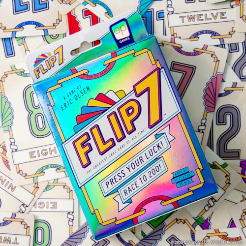 USAOPOLY Flip 7 Card Game, The Ultimate Blend of Press Your Luck Strategy | Fast-Paced Addictive Card Game, Quick to Learn & Easy to Teach, 3+ Players, Ages 8+