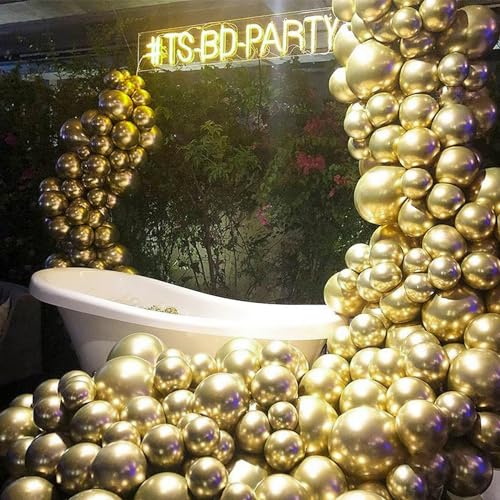 PartyWoo Gold Balloons 50pcs Gold Latex Helium Balloons 12 Inch | Birthday Wedding Anniversary Baby Shower Graduation Bachelorette Retirement Party Decorations Gold-G101