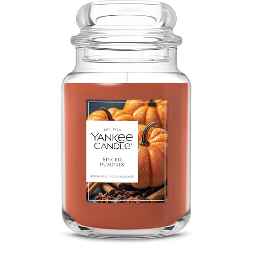 Yankee Candle Spiced Pumpkin Scented Candle, 22oz Large Jar | Up to 150 Hour Burn Time, Room Filling Fragrance, Long-Lasting Scent, Premium Plant Wax Blend, Consistent Burn, Giftable