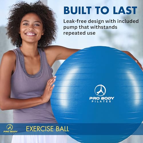 ProBody Pilates Yoga Ball - Gym Grade Exercise Ball | Sizes 45/55/65/75/85 cm, 330 lb Load, CA 10P Cert, PT & Prenatal Use, Recommended by OBs, Pump