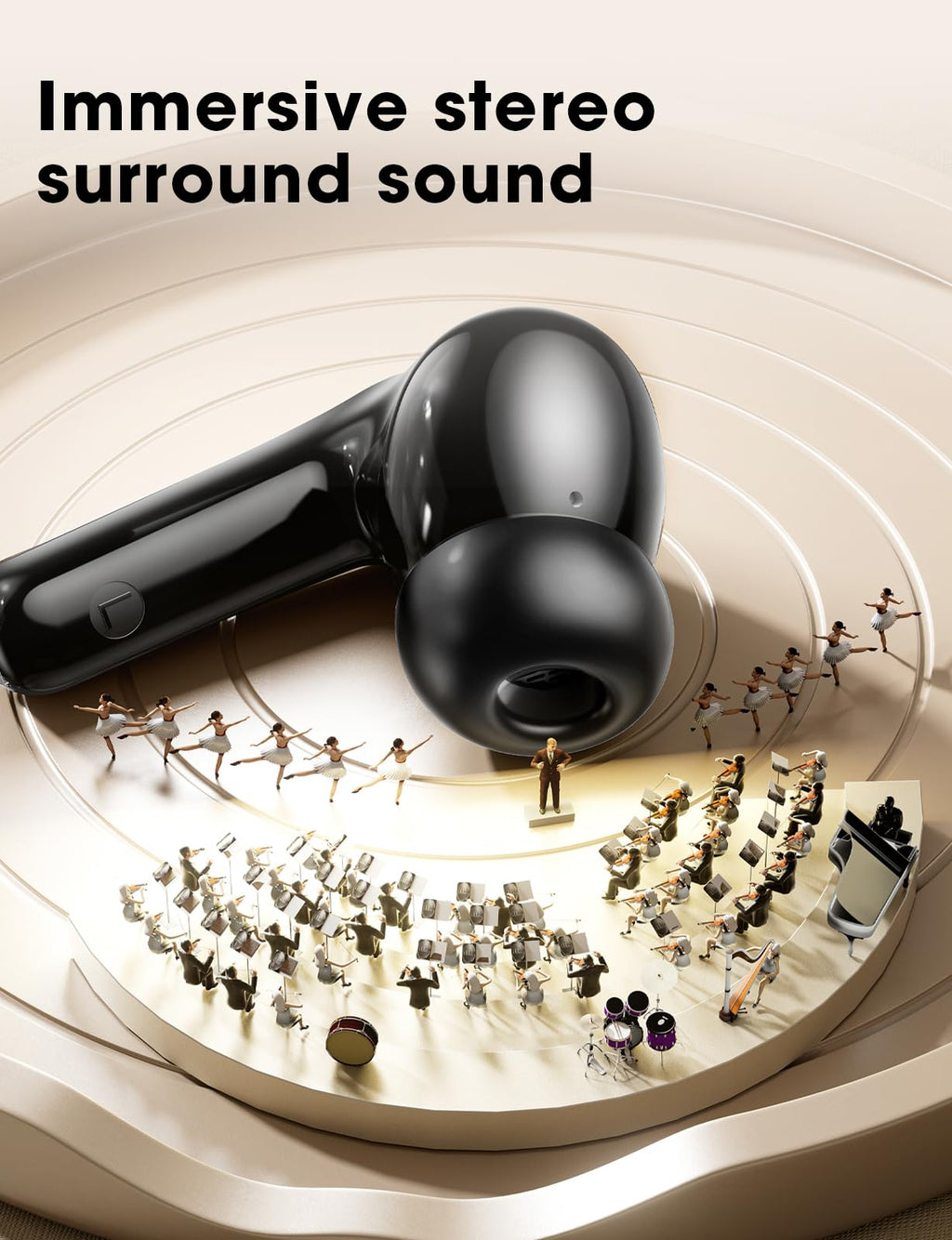 Wireless Earbuds, Hi-Fi Deep Bass Ear Buds, 48H Playtime In-Ear Headphones | 2 Mics for Clear Calls, LED Display, IPX7 Waterproof, Touch Control, Lightweight Bluetooth Earphones for iPhone/Android/TV