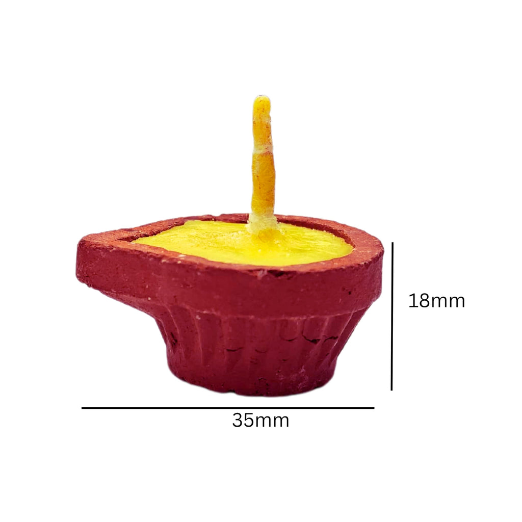 Handcrafted Poojan Clay Ghee Diya Set of 15 - Eco-Friendly Homemade Diya with Premium Cow Ghee Wick for Spiritual Rituals, and Religious Ceremonies, Meditation.