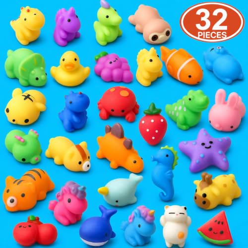 nobasco Squishies, 32 Pack Mochi Squishy Toys - Kawaii Cat Squishys Slow Rising Animals - Party Favors, Goodie Bag, Birthday Gifts, Mini Squishies Stress Reliever Toy