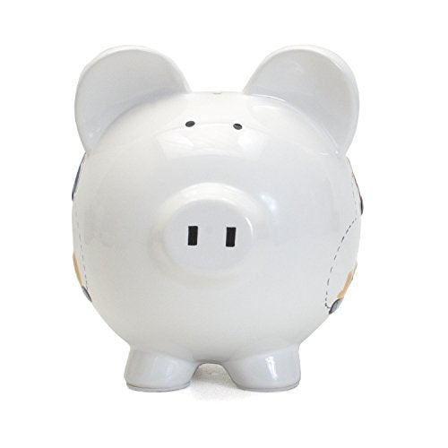 Child to Cherish Ceramic Piggy Bank for Boys, Construction Trucks, White
