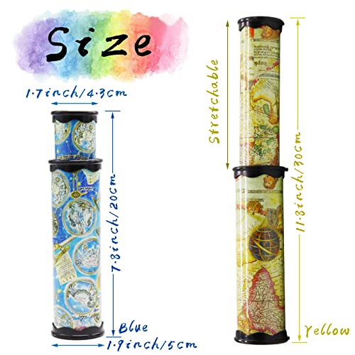 Xeehwb 2 Pack Classic Kaleidoscope Toy,Magic Rotating Kaleidoscope,Stretchable Long World Kaleidoscope,Educational Toy Kaleidoscope for Children Gifts