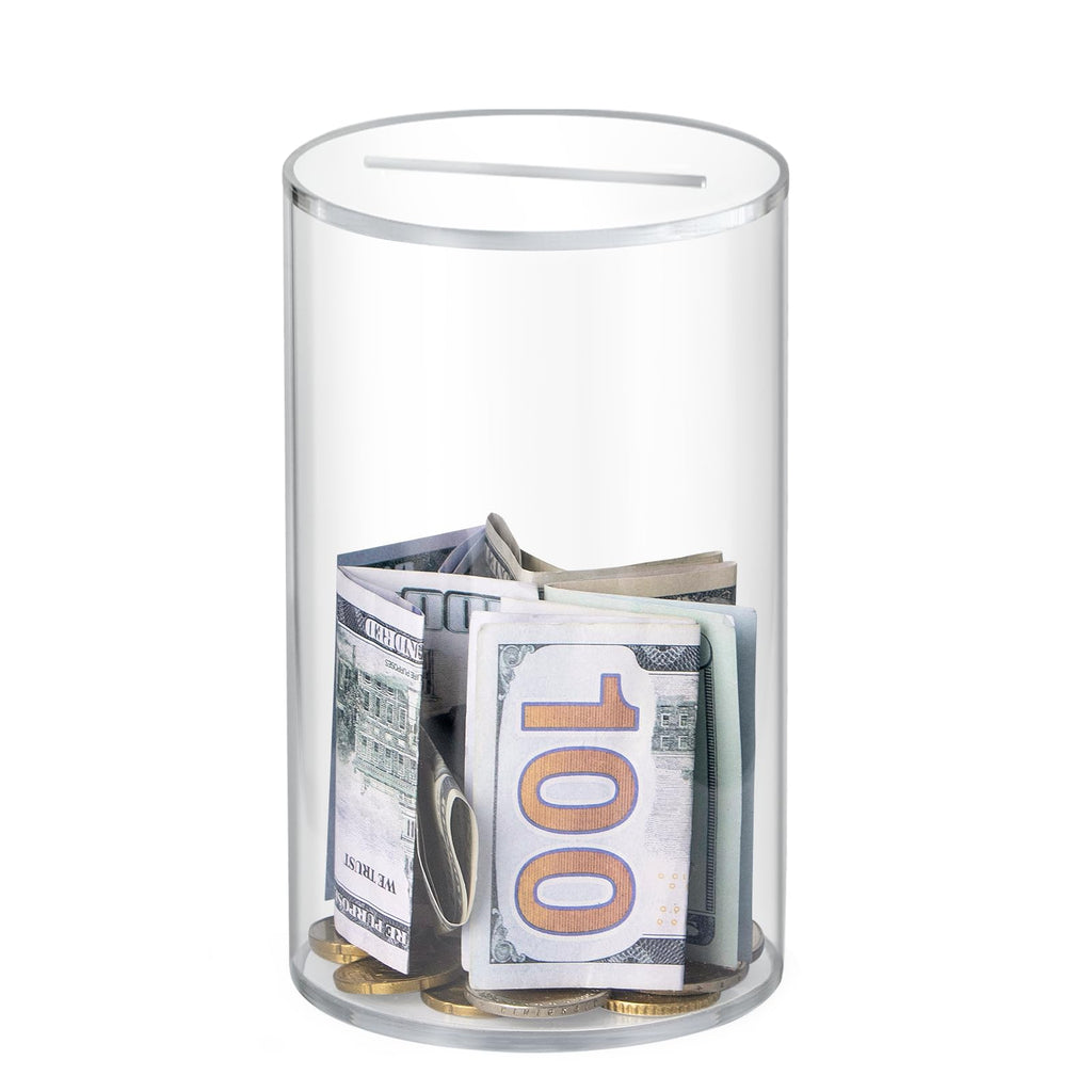 Hicocool Clear Piggy Bank, Must Break to Open, Acrylic Money Bank, 6"x3.54" | Unopenable Coin Bank for Adults & Kids, Clear Acrylic Money Saving Bank, Perfect for Birthdays, Holidays, and Gift Giving