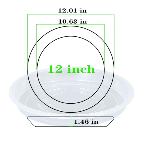 OVZILKI Plant Saucer 6 Pack of 12 inch, Clear Plastic Flower Plant Pot Saucer, Heavy Duty Plant Drip Trays Saucers for Indoor, Plant Water Tray for Planters