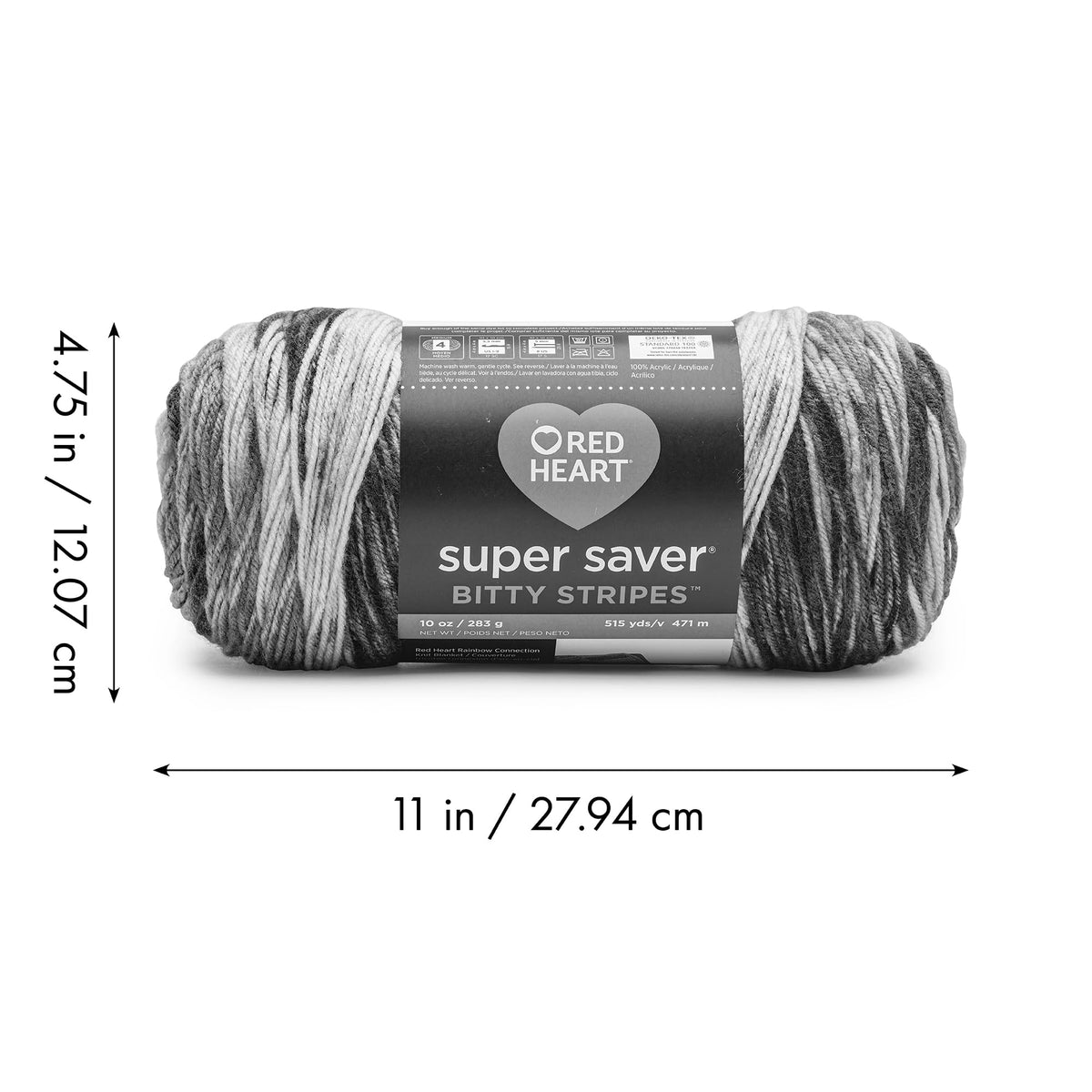 Red Heart Super Saver Bitty Stripes Crochet Yarn, Unicorn Mane, 2-Pack | #4 Medium Worsted 100% Acrylic Self-Striping Yarn for Knitting, Blankets, Hats, Scarves, and Sweaters, 515 yards, 283g/10oz