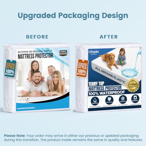 100% Waterproof Twin Size Mattress Protector, Noiseless Mattress Cover | Deep Pockets Fits 15" Mattresses, Soft & Breathable Mattress Pad, Machine Washable For Home & Hotel by Utopia Bedding