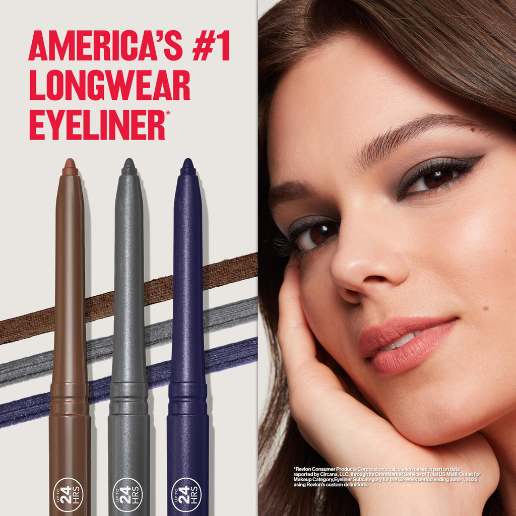 Revlon ColorStay Pencil Waterproof Eyeliner, 202 Black Brown, 0.01 oz | Waterproof pencil eyeliner with built-in sharpener. Smudge-proof, long-lasting, intense matte color.