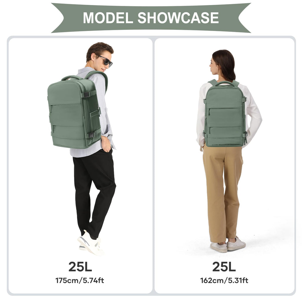 coowoz Travel Backpack For Women Men,Carry On Backpack,Hiking Backpack Waterproof Outdoor Sports Rucksack Casual Daypack Travel Essentials(Olive Green)