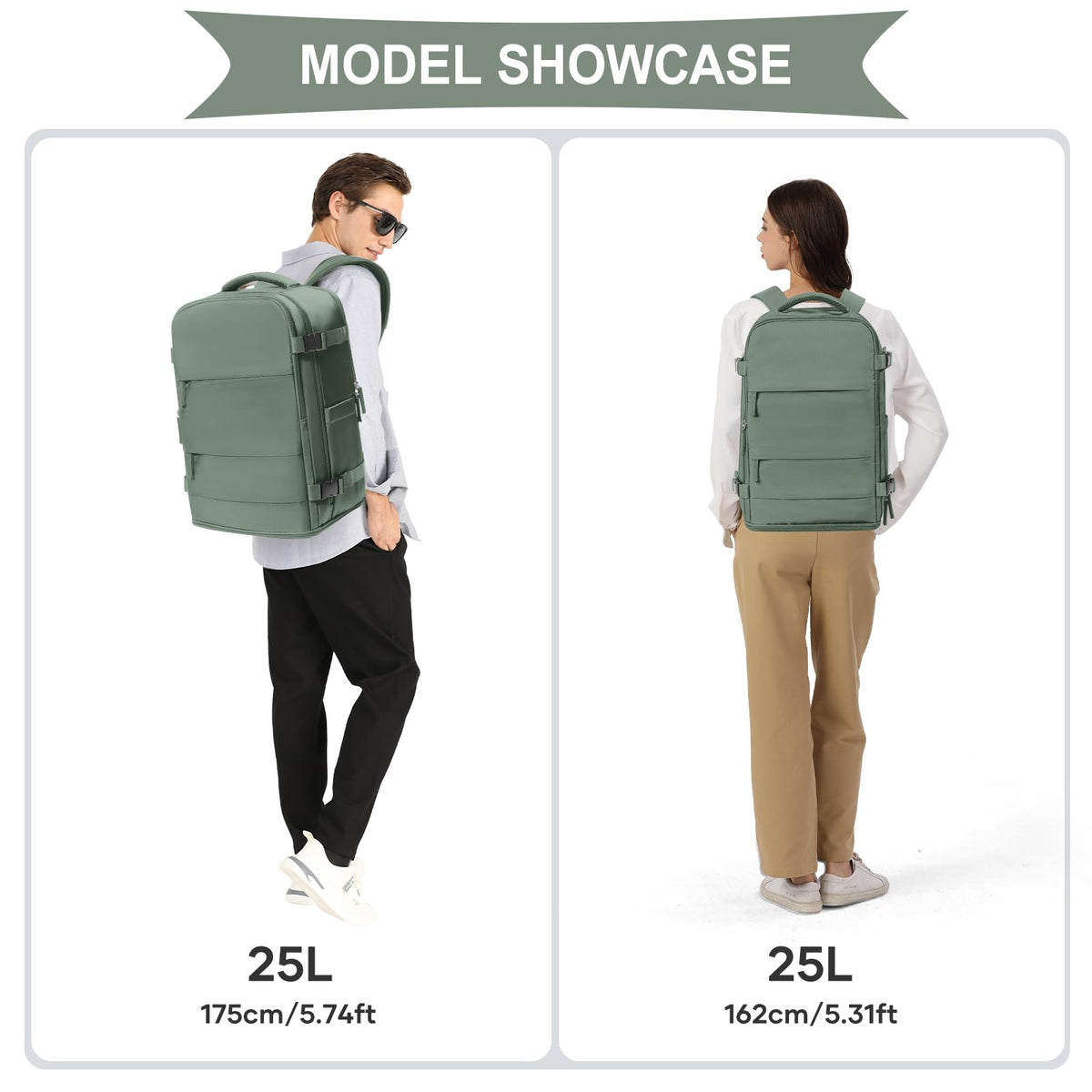 coowoz Travel Backpack For Women Men,Carry On Backpack,Hiking Backpack Waterproof Outdoor Sports Rucksack Casual Daypack Travel Essentials(Olive Green)