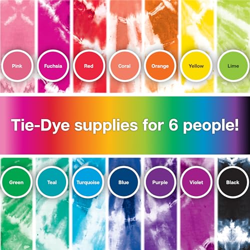 Tulip One-Step Tie-Dye Kit, 18 Bottles, 14 Colors, Fabric Dye for Shirts | Rainbow Tie Dye Party Supplies for Kids, Adults & Group Crafts, 2.75 fl oz Bottles