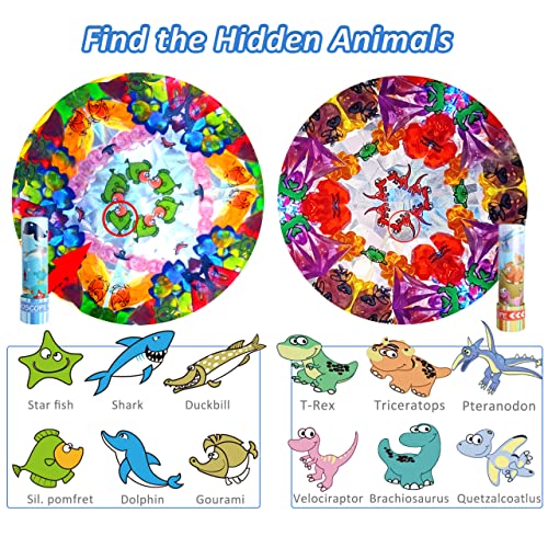 iKeelo Classic Tin Kaleidoscopes 2 Pack, Fun to Discover the Hidden Animals | Crystal Clear View, Educational Kaleidoscope Toy, Vintage Retro Toys in Gift Box