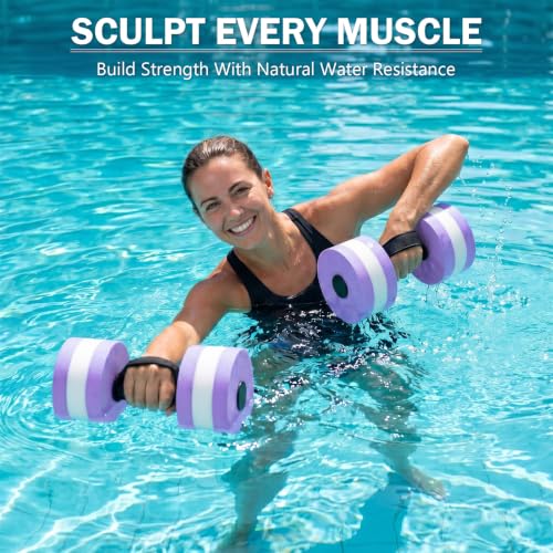 Water Weights, 2Pcs Aquatic Dumbbell for Exercise, Water Aerobics Equipment | Lightweight Resistance with handles, pool water fitness, Rehabilitation&Strength Training, Soft EVA Foams Materials