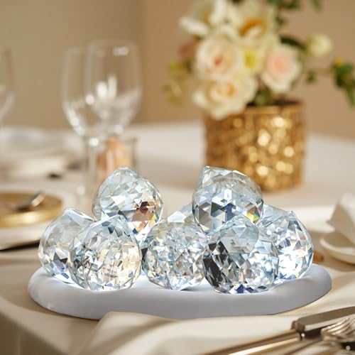 Crystal Prism 12PCS 1.2" Crystal Ball Prism K9 Glass Hanging Ornaments | Precision Faceted Cuts Brilliant Rainbow Reflections Ideal for Suncatchers Weddings DIY Crafts Chandeliers Home Decor