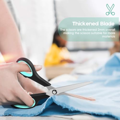 iBayam 8.5" Heavy Duty Scissors All Purpose for Office School Crafts Sewing | 3-Pack, Ultra-Sharp 2.5mm Stainless Blades, Comfort Grip Handles, Left & Right Handed – Teacher Desk & Classroom Must-Have