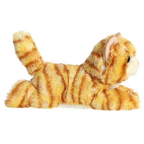Aurora Mini Flopsie 8" Ginger Cat Adorable Stuffed Animal | Compact tummy-lying animals with bean-filled stability