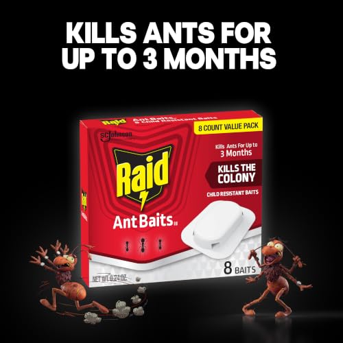 Raid Ant Killer Baits, For Household Use, Child Resistant, 8 Count | Kills the Colony, Keeps Killing Ants for Up to 3 Months, For Indoor Home Use