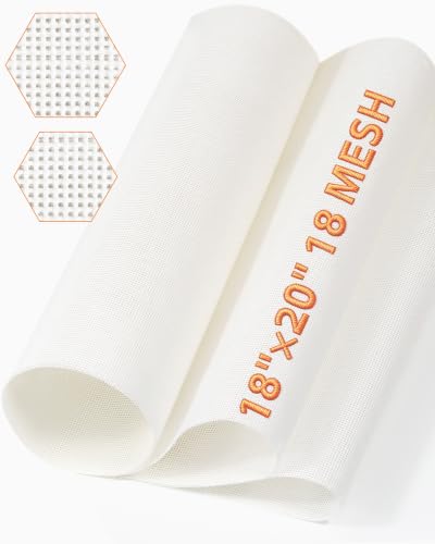 FIVEIZERO 18 Mesh Needlepoint Canvas, 20"x18" Blank Canvas Embroidery | 100% cotton canvas, Fine Blank Needlepoint Mesh for Embroidery, Cross Stitch and DIY Needlepoint Projects