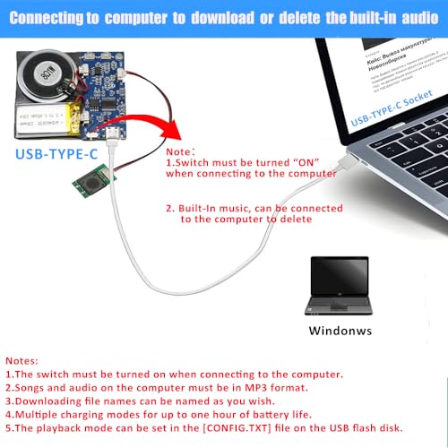 XLW Module - 16MB Push Button Activated Sound Module with Speaker, Type-C Cable, and Easy Recording Capability16 Minutes for Personalized Greetings, DIY Projects, and Holiday Crafts (Blue-2Pack)
