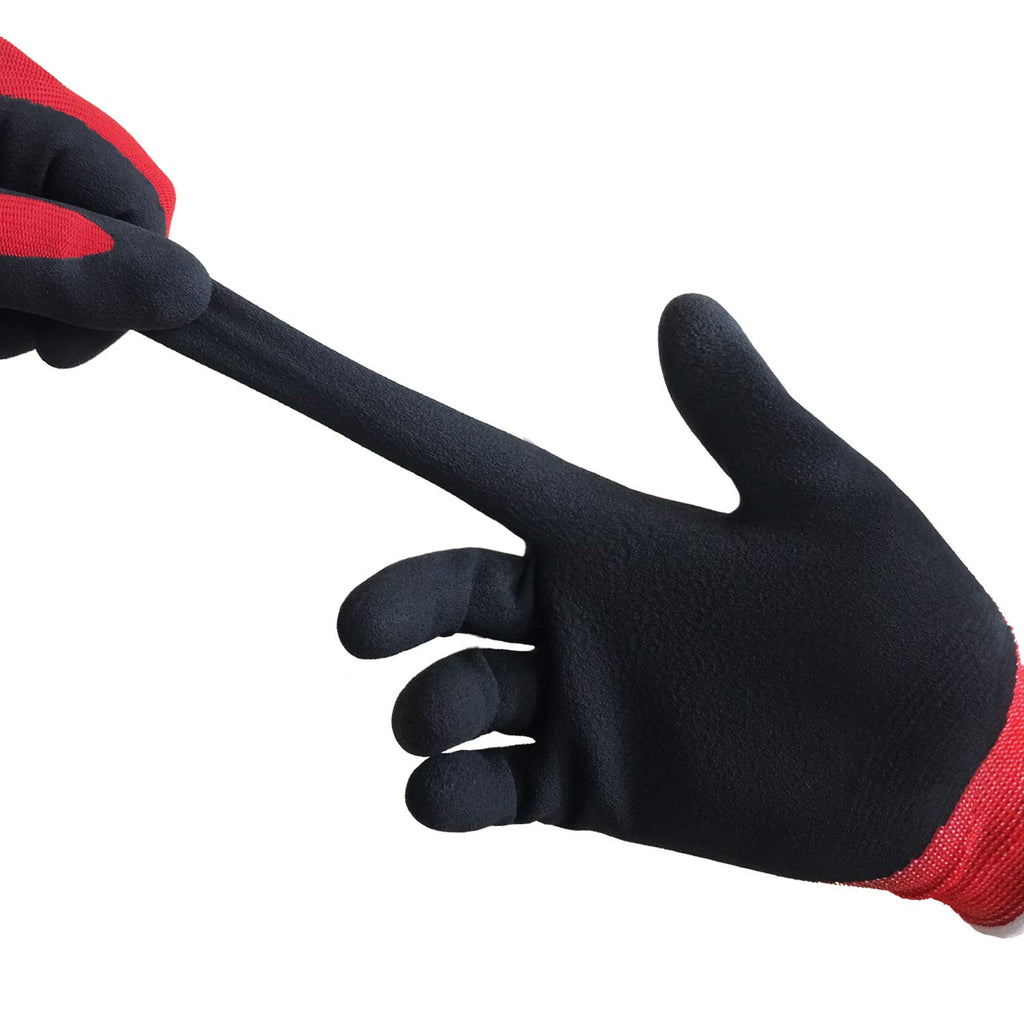COOLJOB Gardening Gloves for Men, 2 Pairs Breathable Rubber Coated for Garden Weeding Landscaping, Outside Work for Lawn Yard, Men's Large Size, Black & Red
