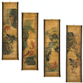 CIFIBIFUN Wall Scroll Hanging Painting Decor Japanese Art Koi Fish Fengshui | 4Panels,Ancient Japan Paintings Replica ,Asia Traditional Art, Attract Wealth, Four Season Flower