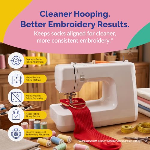 Sock Hoop for Embroidery Machine | Sock Hoop Set for Embroidering Designs on Any Machine. Embroidery Accessories and Supplies with Universal Compatibility. Makes Embroidering Socks Easy - 4 Pack