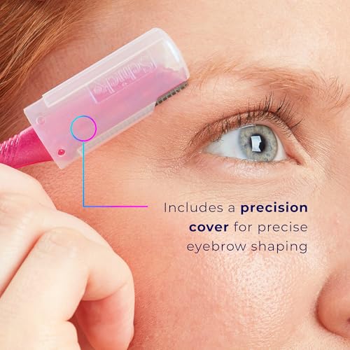 Schick Hydro Silk Touch-Up Dermaplane Razor for Women Face, 3 ct | 3-in-1 dermaplaning tool, Removes peach fuzz, Exfoliating face razors for women, Includes precision cover to shape brows.