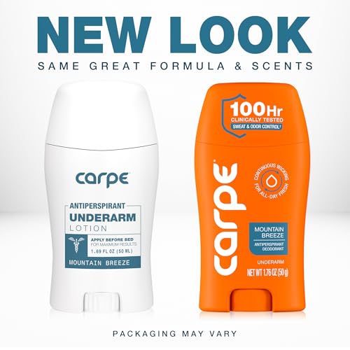Carpe 100-Hour Antiperspirant Deodorant, Mountain Breeze - 2 Pack | Dermatologist Tested - 100 Hr Sweat & Odor Control - Free from Baking Soda & Parabens - Clinical Strength Deodorant - 2 Pack