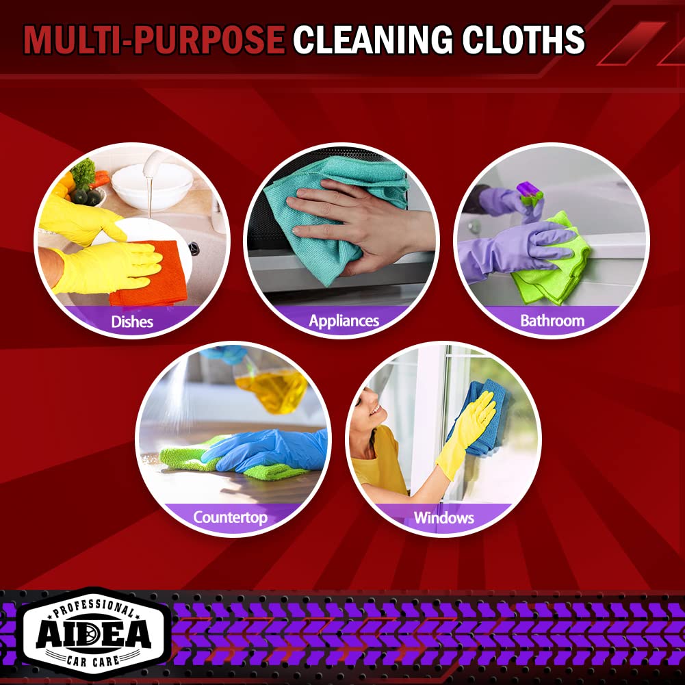 AIDEA Microfiber Cleaning Cloth-50PK, Microfiber Towels for Cars, 12"×12" | Premium Wash Cloths, Dusting Cloth Cleaning Rags, Absorbent Towels for SUVs, House, Kitchen, Window, Cleaning Supplies