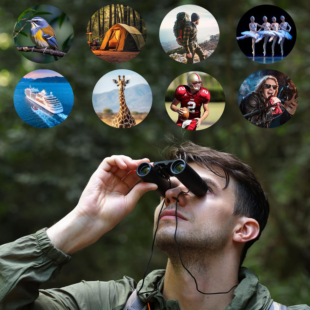 POLDR 12X25 Small Pocket Binoculars Compact for Adults | Mini Portable, Easy Focus, Crystal Clarity for Bird Watching, Concert, Opera, Cruise, Travel, Hiking