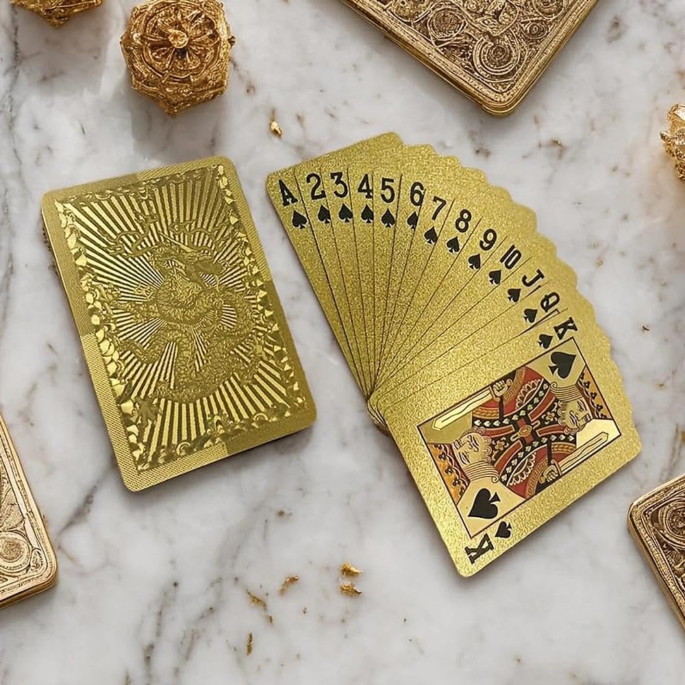 Golden Dragon PVC Playing Cards, Matte Finish with Intricate Pattern on Durable Hardened Deck, Elegant Design for Poker Game Night and Party Gatherings