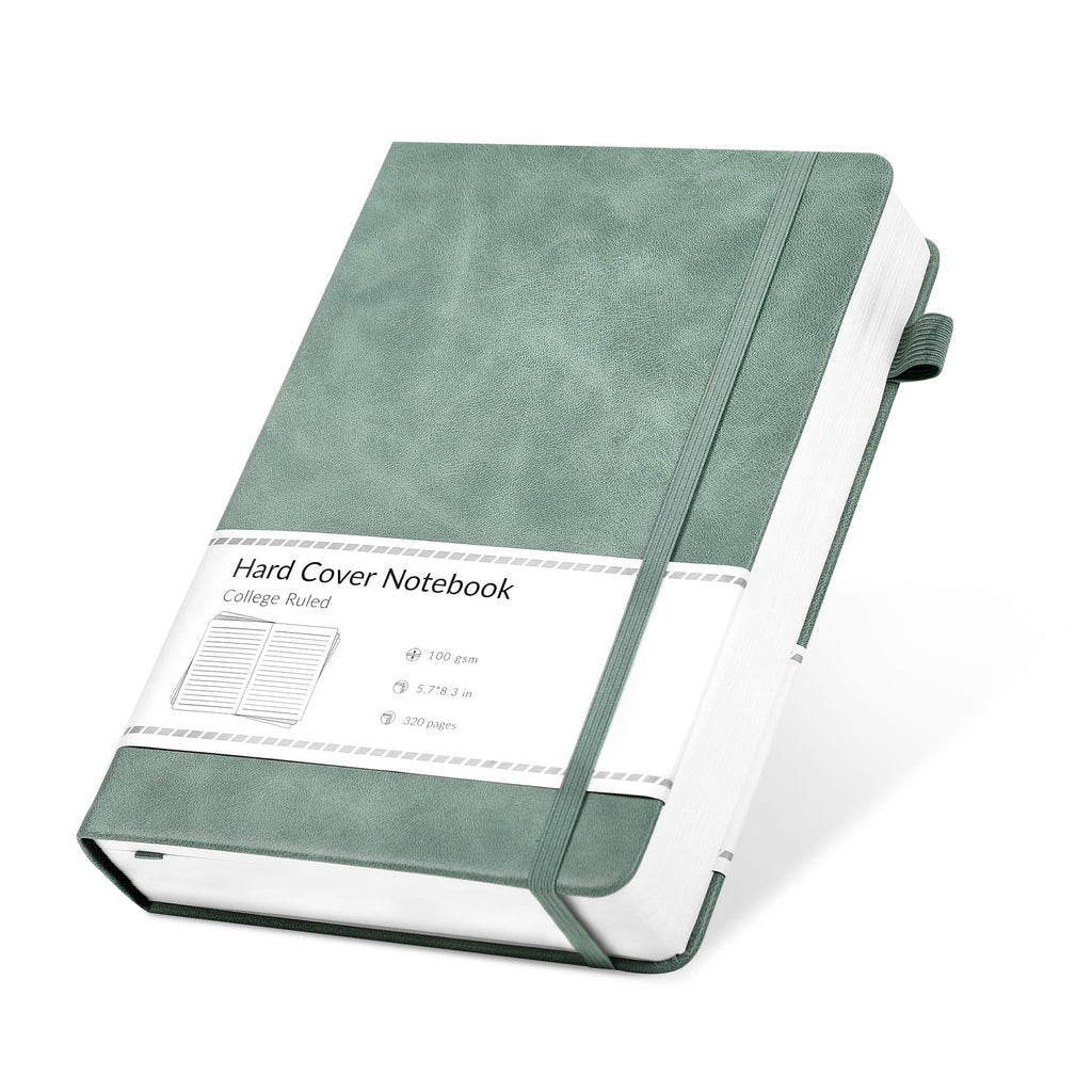 CAGIE Journal Notebook for Women Men Leather Journaling Notebooks Diary A5 | 320 Pages 100 Gsm Paper, Hardcover Lined Daily Journals for Writing Work Travel Business Gift, Green, 5.7 x 8.3 in, Lay Flat