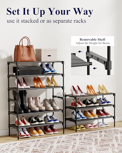 Kitsure Shoe Rack - Non-Woven Shoe Rack Shelf, 27.5" Wide - 3 Tier, Black