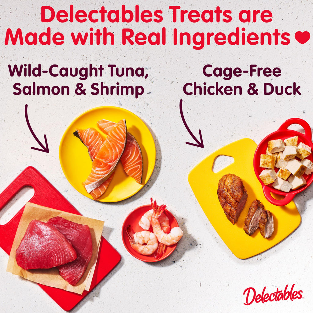 Delectables Squeeze Up Variety Pack, Creamy Squeezable Puree, Lickable Wet Cat Treats, Grain Free, No Added Fillers, No By-Products, No Added Preservatives, 0.5 Ounces Tube, 24 Tubes Total