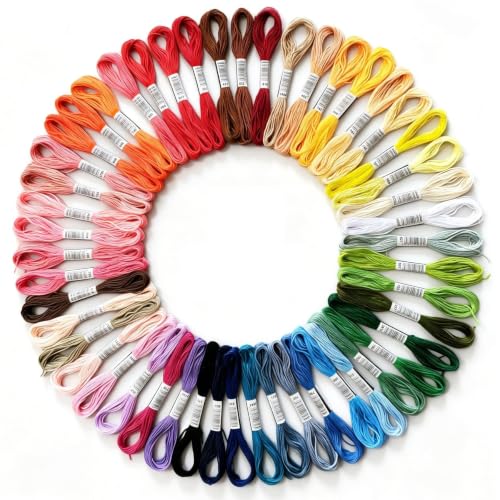 50 Skeins Embroidery Floss, 6-Strand String for Bracelets and Cross Stitch | 6 Strands Per Skein, Vibrant Assorted Colors, Easy to Separate, For Cross Stitch & DIY, Great for Friendship Bracelets