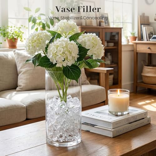 DOMESTAR Clear Fake Ice Rocks, 150 PCS Acrylic Crystal for Vase Fillers | Fake Diamonds for Table Centerpieces Wedding Party, Fish Tanks Decor Table Scatter DIY Craft Supplies Food Display