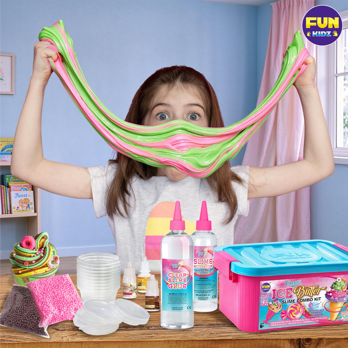 Gift Butter Slime Kit for Girls 10-12, FunKidz Ice Cream Soft Slime Making Kit Ages 8-12 Kids Slime Toys Ideal Birthday Party Present
