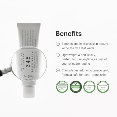 Dr.Althea 345 Relief Cream, 0.50 Fl Oz (Ver.2 - Pack of 1) | PDRN, Hyaluronic Acid for Instant Hydration, Blemish, Post-Acne Vegan Face Moisturizer with Centella, Non-comedogenic