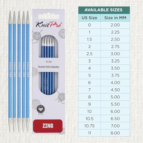 KnitPro Zing Double Pointed Needles 6" (15cm) | US Size 6 (4mm)