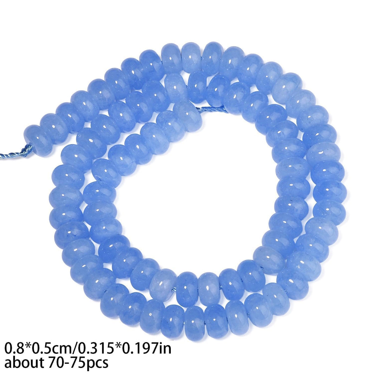 Songxi 5x8mm Natural Light Blue Colored Jade Stone Rondelle Beads, 73PCS Spacer Round Loose Abacus Beads for Jewelry Making, Gemstone for Bracelet Necklace Earrings, Arts and Crafts