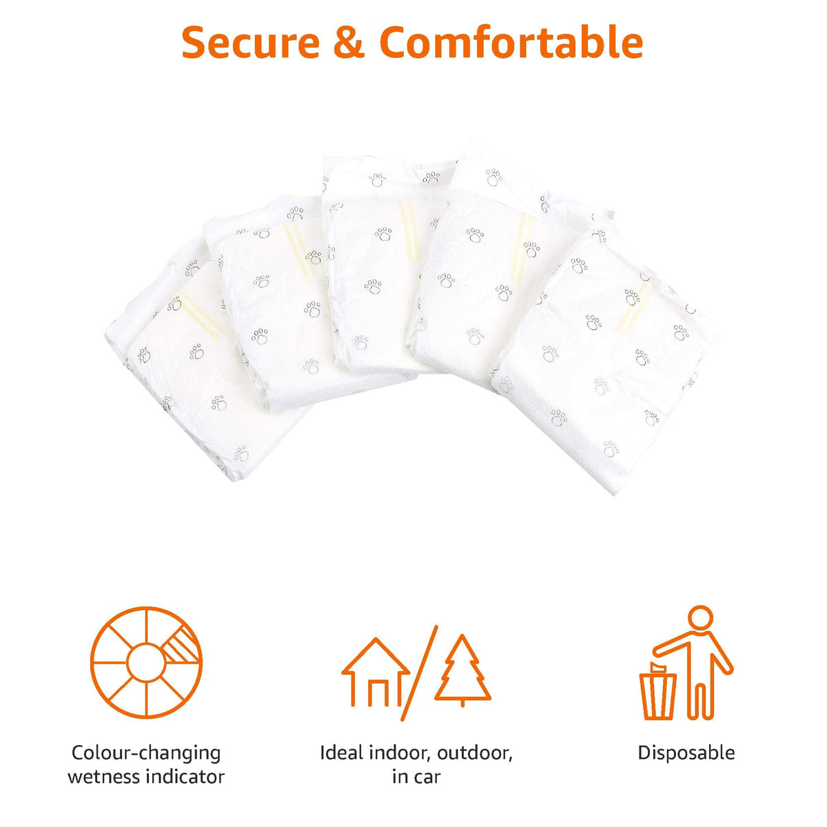 Amazon Basics Leak-Proof, Super Absorbent Male Dog Diapers with Wetness Indicator, Comfortable Design, Breathable Disposable Wrap, Secure Fit, Small, 30 Count