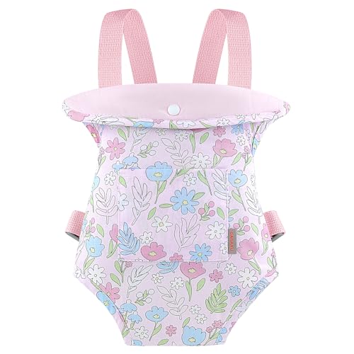 GAGAKU Baby Doll Carrier for Kids, Doll Carrier for Little Girls, Toy Baby Dolls Sling for Kid, Reborn Baby Doll Accessories, Colorful Flowers