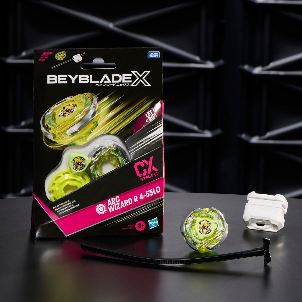 Bey Blade X Arc Wizard R 4-55LO CX Starter Pack Set, Stamina Type Top and Launcher; Authentic Takara Tomy Battle Tops Games, Toys for Boys and Girls 8+