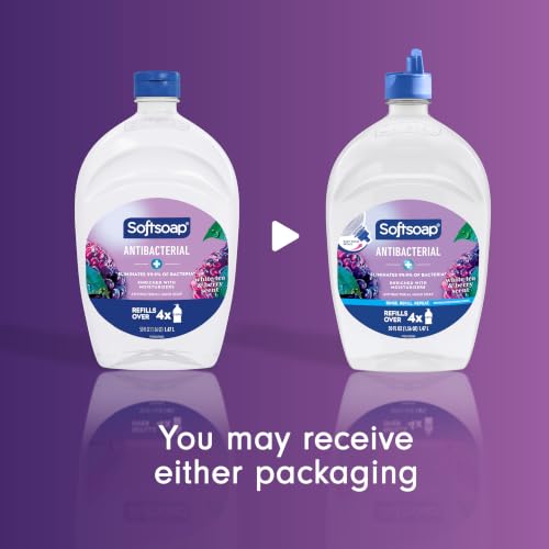 Softsoap Antibacterial Hand Soap Refill, White Tea & Berry Scent, 50 fl oz | Liquid, Paraben-Free, Phthalate-Free, Washes Away Germs, for Bathroom & Kitchen, Daily Handwashing, Gentle on Hands