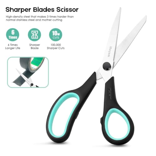 iBayam 8.5" Heavy Duty Scissors All Purpose for Office School Crafts Sewing | 3-Pack, Ultra-Sharp 2.5mm Stainless Blades, Comfort Grip Handles, Left & Right Handed – Teacher Desk & Classroom Must-Have