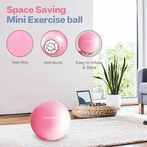 kisnbld 9 Inch Pilates Ball, Small Exercise Ball for Core &Physical Therapy | Anti-burst Slip Resistant Mini Yoga Pilates Equipment for Stability,Stretching, Rehab & Workout at Home Gym & Office
