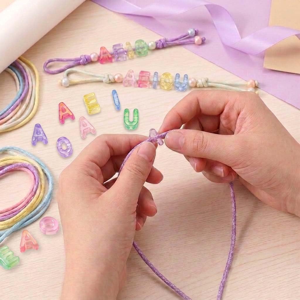 Leovqn 40Pcs AEIOU Large Letter Beads with Big Hole Bubble Alphabet Beads | Transparent Colorful Chunky Acrylic Letter Beads for DIY Keychains Bracelets Jewelry Bag Charms