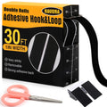 Navona 30Ft x 1 Inch Heavy Duty Hook and Loop Strips with Adhesive, Black | Extra-Strong Hold, Measuring Scale Liner, Bonus Scissors, Durable Nylon Hook & Loop Tape, Ideal for Home, Office & DIY
